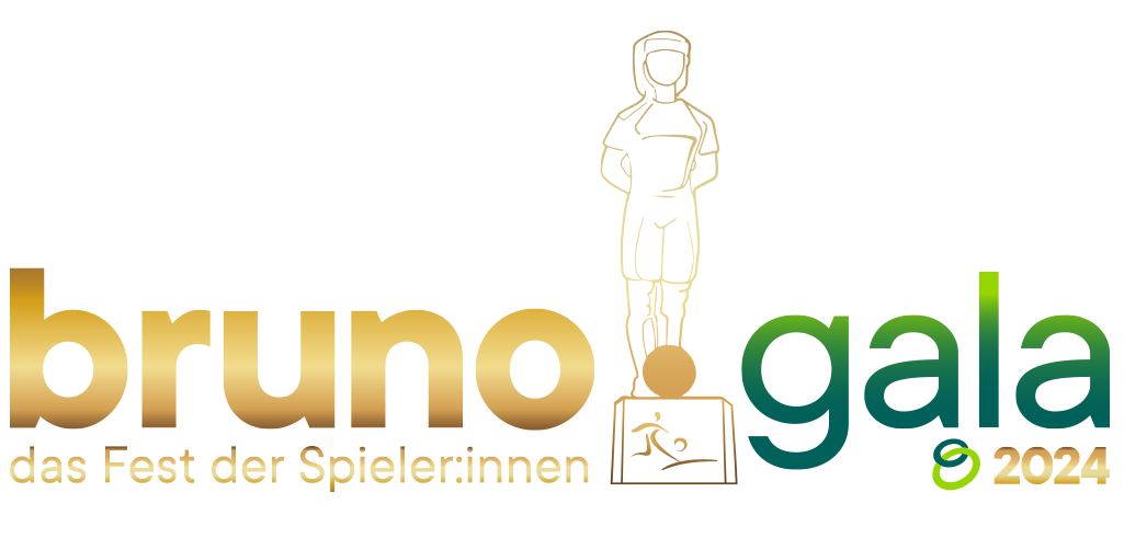 Brunogala Logo mit Bildmarke und subtitel - das Fest der Spieler:innen 2023